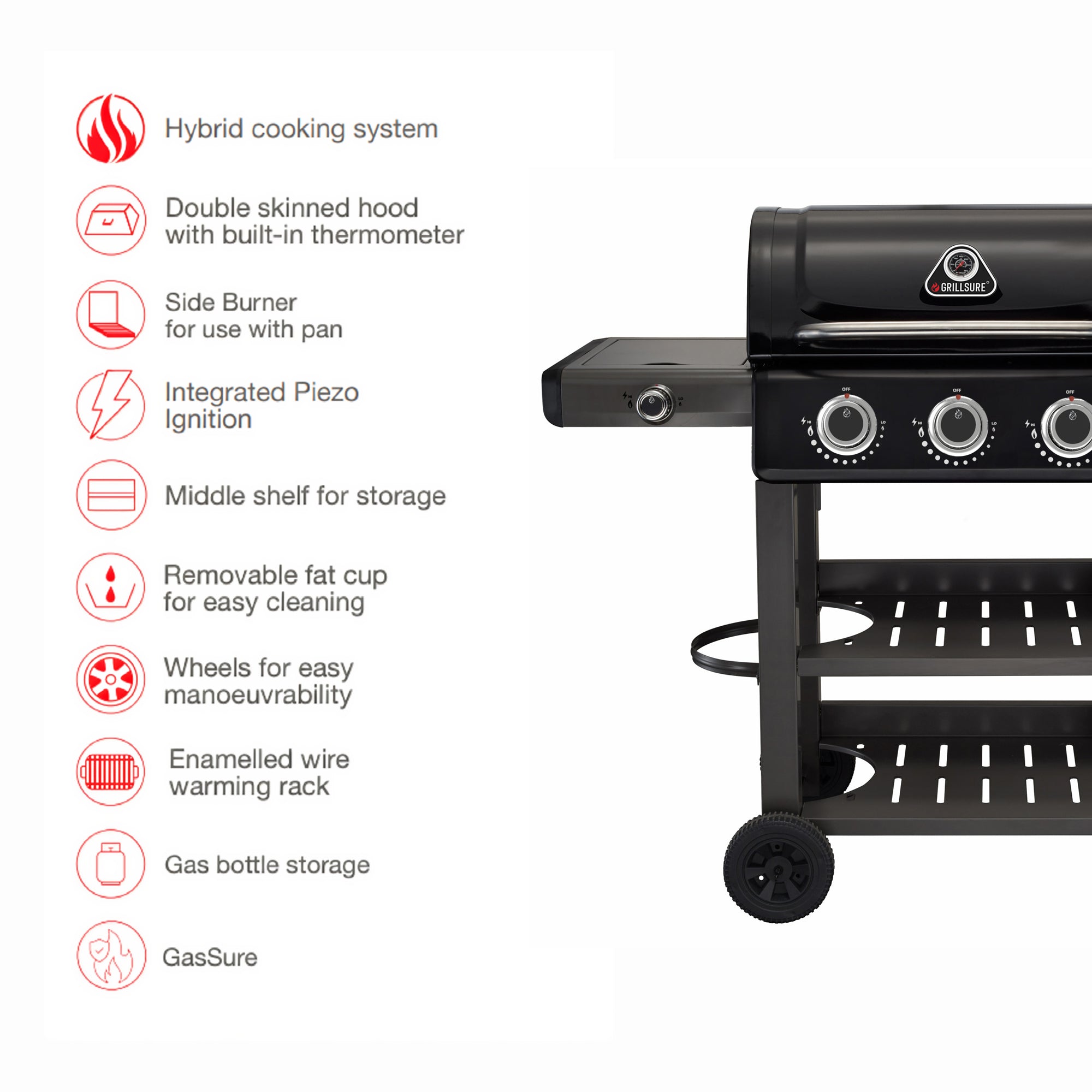 Carbon 3 Burner Barbecue With Side Burner